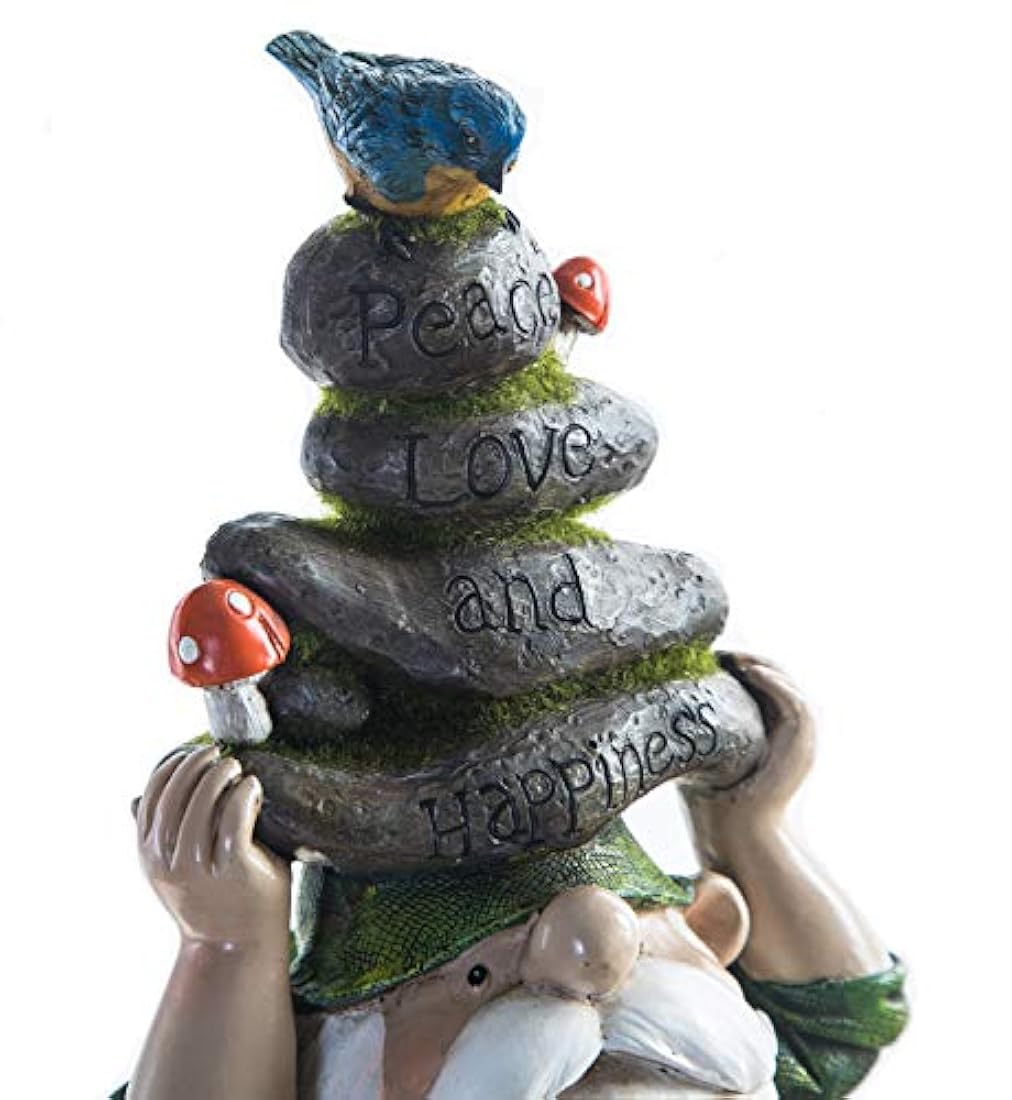 Estatuilla de gnomo con piedras