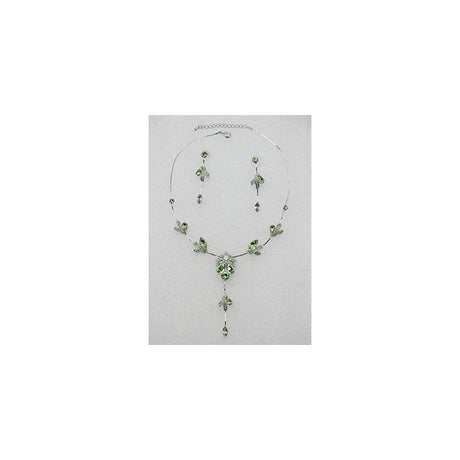 Aretes y collar con diseño de flores y cristales de estrás