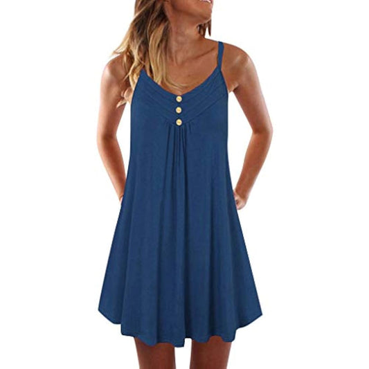 Vestido de verano para dama,color azul sin mangas.Marca Pyle