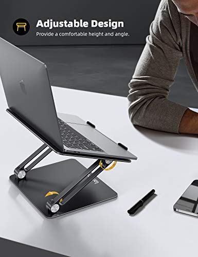 Lamicall Soporte elevador portátil plegable de altura ajustable ergonómico para computadora portátil para escritorio, compatible con MacBook Air Pro, Dell XPS, HP (10-17 pulgadas), color negro
