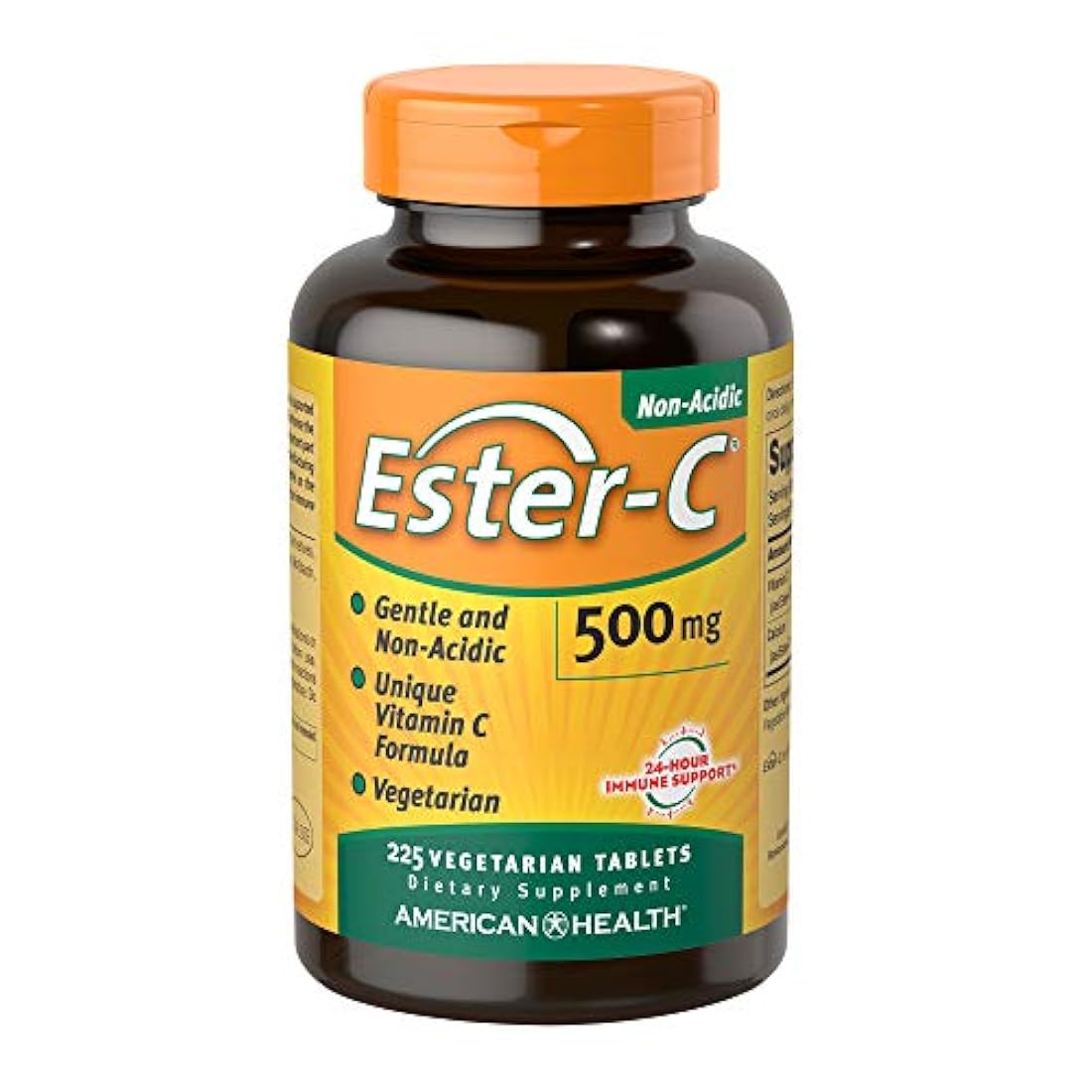 Tabletas vegetarianas American Health Ester-C – 24 horas de apoyo inmunológico, suave en el estómago, vitamina C no ácida, sin OMG, sin gluten, vegano, 500 mg, 225 unidades, 112 porciones