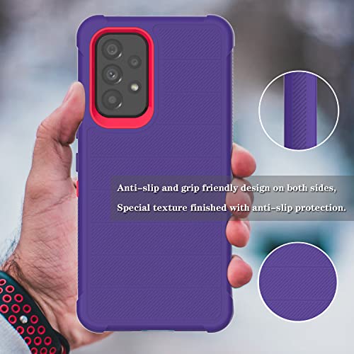 Leptech Funda para Samsung Galaxy A53 5G con protector de pantalla de cristal, [Serie Funda] Clip de cinturón protectora, resistente, resistente, resistente, resistente, militar, a prueba de golpes, cubierta para teléfono celular (morado)