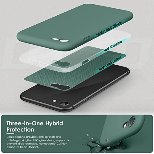 DTTOCASE - Funda para iPhone SE 2022/2020, iPhone 8, iPhone 7, funda de silicona líquida para iPhone SE 8 7 de 4.7 pulgadas, colorida y suave funda protectora para niñas y mujeres, color verde medianoche