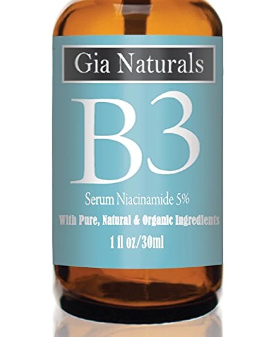 Crema serum pura orgánica, natural Vitamina B3, niacinamida 5 % Antiedad, repara la piel, reduce las arrugas, iguala el tono, combate el acné, disminuye los poros, fomenta la formación de colágeno, fabricada en EE. UU., no testeada en animales, 1