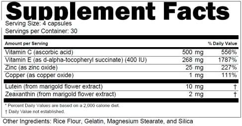 Doctor&#39;s Advantage AREDS 2 Macular Shield - Suplementos oculares para adultos, fórmula Areds2 con luteína, zeaxantina y vitaminas esenciales, 120 cápsulas