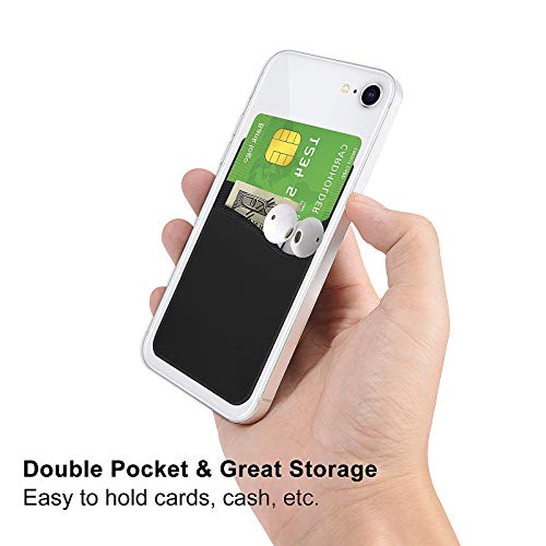 Senose - Cartera para teléfono móvil, tarjetero de silicona para tarjeta de crédito para la parte posterior del teléfono, tarjeta de visita e identificación compatible con iPhone, Android, cualquier teléfono inteligente