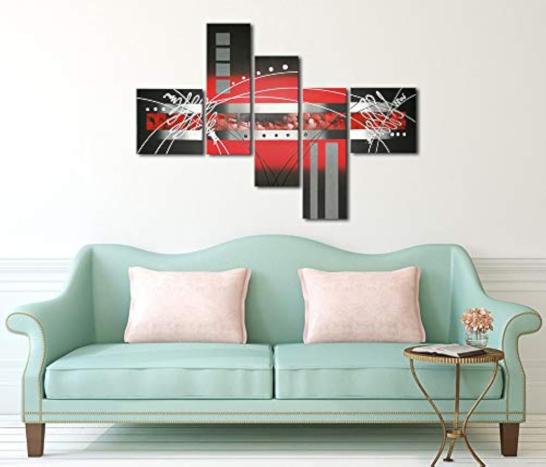 Wieco Art - Lienzo decorativo pintado a mano, 5 unidades