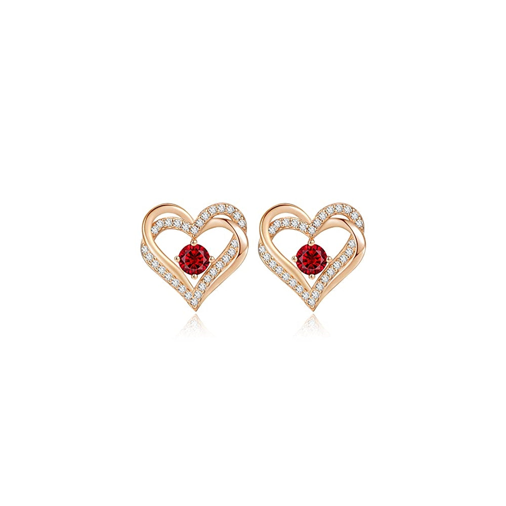 Aretes de plata chapados en oro rosa con piedra para mujeres