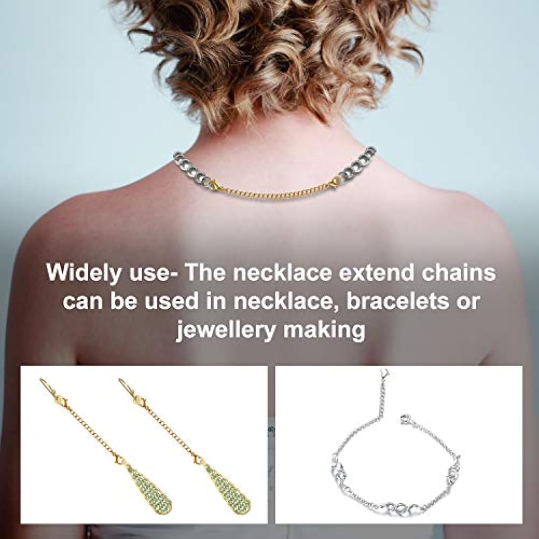 Extensores de collar, 10 piezas de acero inoxidable oro