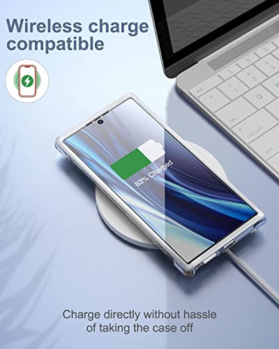 SURITCH Compatible con Galaxy S22 Ultra Clear Case 5G, [Protector de pantalla integrado] Protección de cuerpo completo Carcasa dura + TPU suave parachoques a prueba de golpes Funda resistente para Samsung Galaxy S22 Ultra 6.8 pulgadas (transparente)