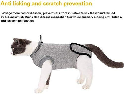 DogLemi Traje de recuperación de gatos para heridas abdominales y enfermedades de la piel, profesional después de la cirugía, uso suave, cómodo, cono de cuello E, alternativa para gatos pequeños y medianos heridas de gatito, enfermedades de la piel