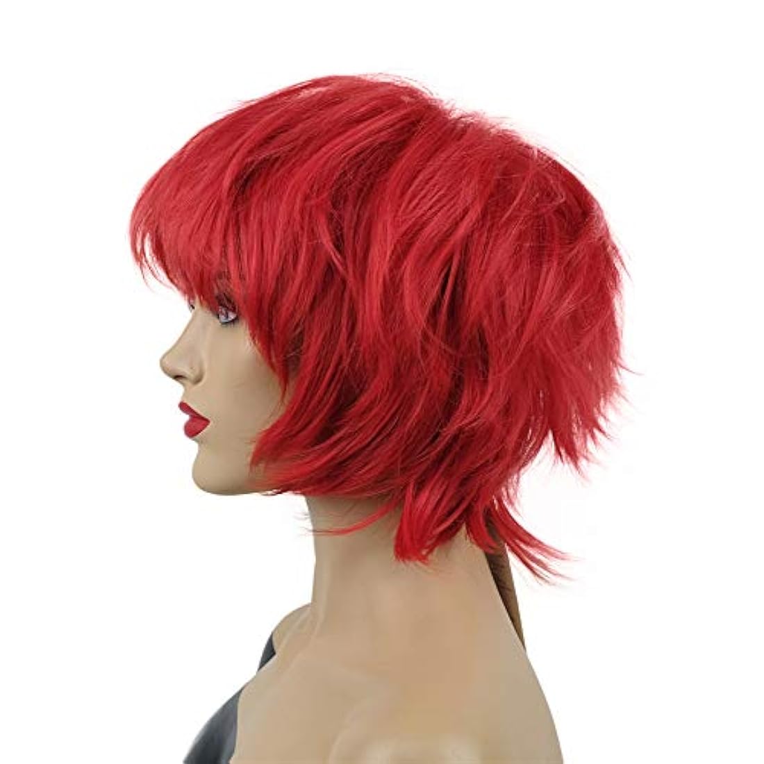 Onemily - Peluca corta y recta para cosplay, fiesta, Halloween, disfraz para mujeres y hombres, #Rojo