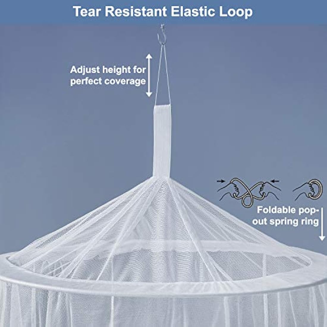 Mosquitera universal para mochileros, para camas individuales a King-Sized - 2 aberturas o toldo de cama totalmente cerrado - Diseño cónico para decoración o viaje - Bolsa gratis y kit de colgar para una fácil instalación