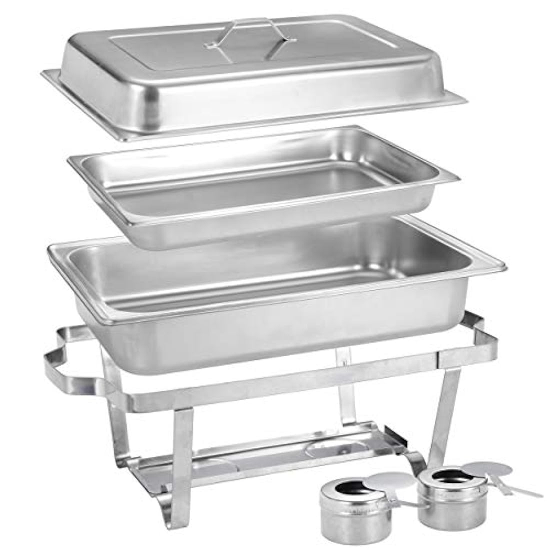 Plato con patas plegables completo de acero inoxidable