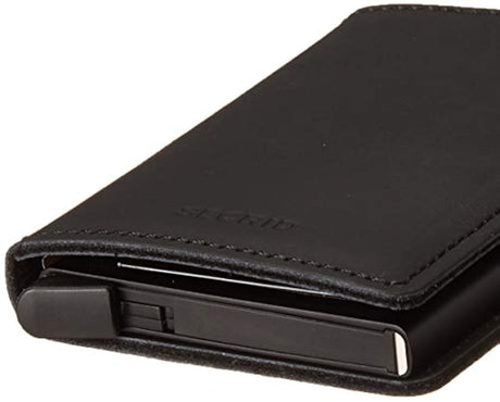 Funda de piel sintética sintética para tarjetas de 12 tarjetas, cartera Rfid, Negro mate