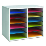 Organizador de literatura ajustable de madera.