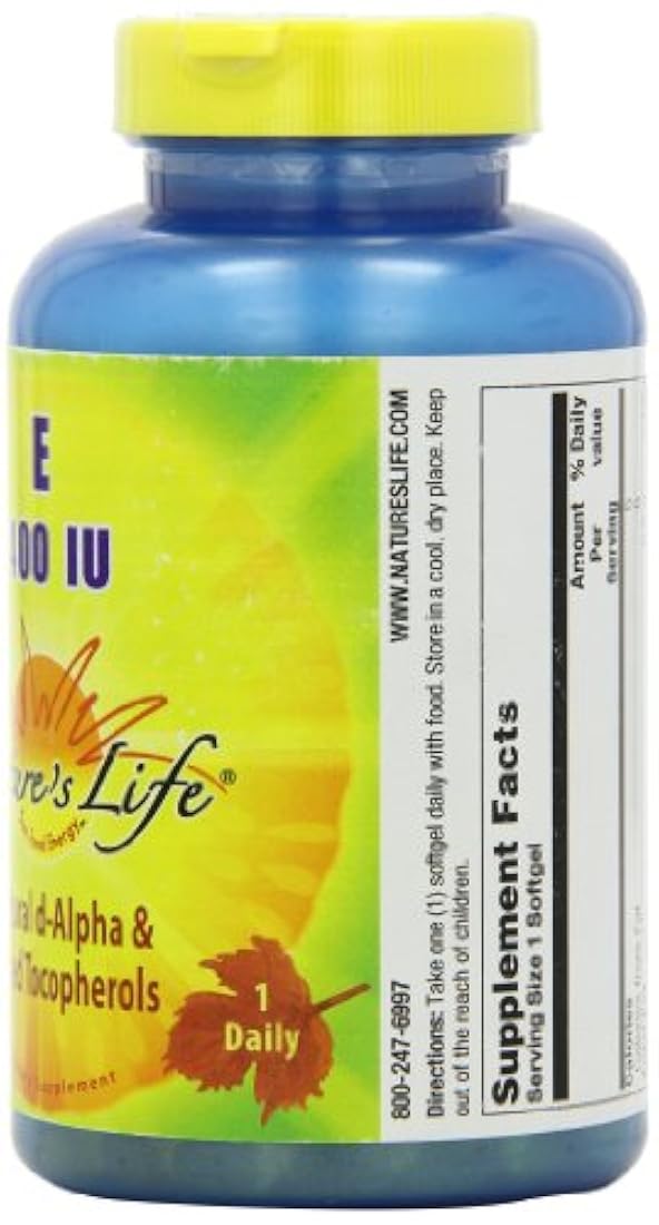 La vida de la naturaleza e, D-Alpha y mixtos tocopherols 400 IU softgels, 250 Count