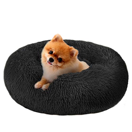 Cama cómoda calmante para perros de piel sintética MFOX