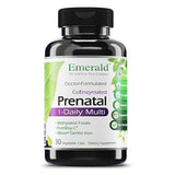 Prenatal 1-Daily Multi - Multivitamina con ácido fólico de coenzima Plus hierro "suave" - Apoyo para mujeres embarazadas y lactantes - Laboratorios de esmeralda - 30 cápsulas vegetales