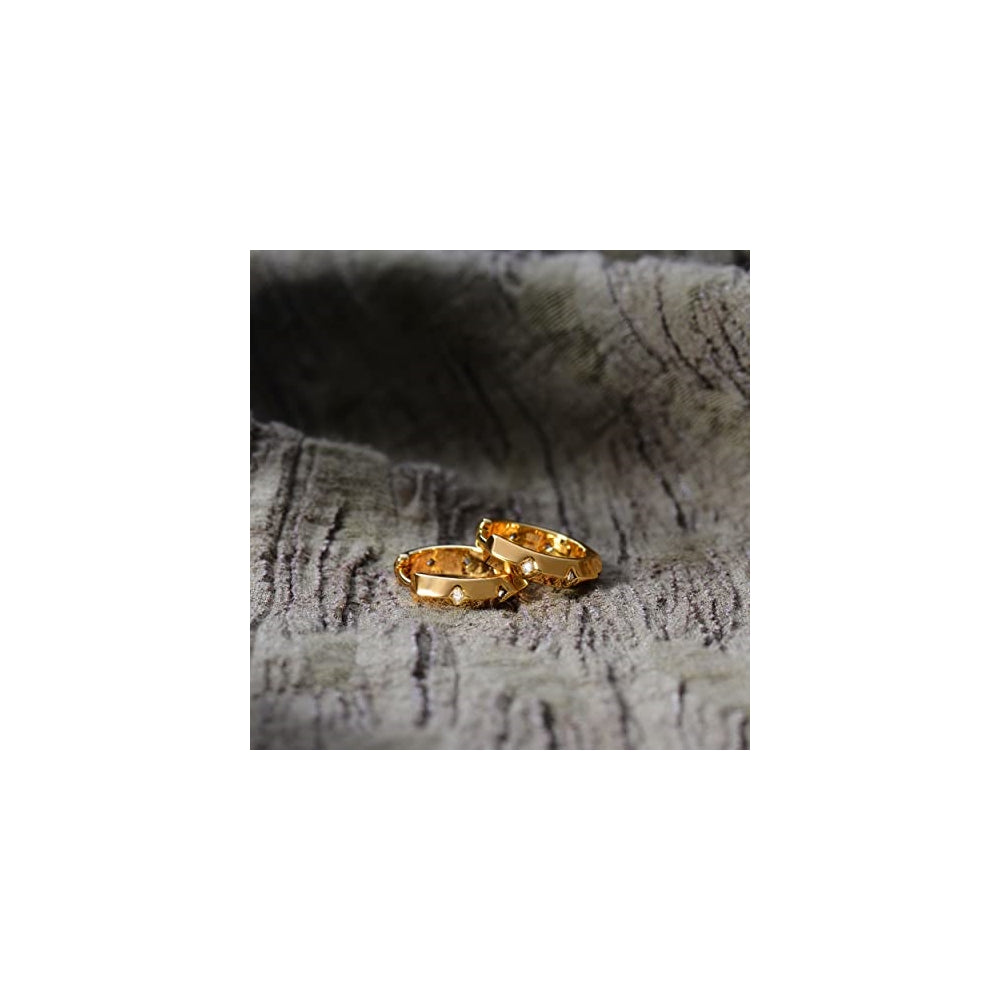Aretes de aro para mujer chapados en oro de 14 quilates