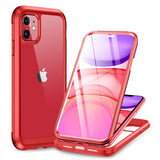 Miracase Glass Series - Funda diseñada para iPhone 11 [actualización 2022] Funda resistente de cuerpo completo con protector de pantalla de vidrio templado 9H integrado compatible con iPhone 11 de 6.1 pulgadas (rojo)