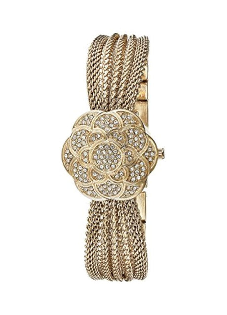 Reloj de pulsera de malla con esfera dorada