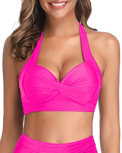 Parte superior de bikini, estilo halter retro con relleno