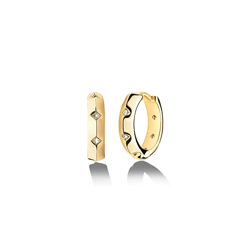 Aretes de aro para mujer chapados en oro de 14 quilates