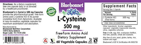 Bluebonnet L-cisteína 500 mg cápsulas de vitamina