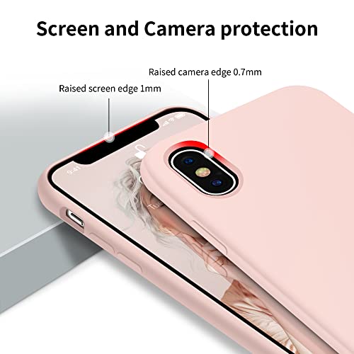 OTOFLY Funda de goma de gel de silicona líquida a prueba de golpes para iPhone Xs/iPhone X, antiarañazos y huellas dactilares, compatible con iPhone X/iPhone Xs de 5.8 pulgadas (2018), (rosa tiza)