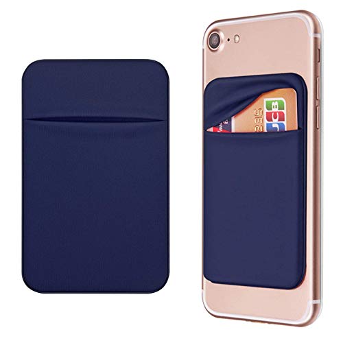 OBVIS Bolsillo para teléfono celular, tarjetero autoadhesivo con adhesivo 3M RFID, tarjetero para tarjeta de crédito ATM, para iPhone Android, 2 unidades, color azul