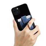 Tarjetero RFID para teléfono celular, tarjetero adhesivo de crédito para la parte posterior del teléfono para la mayoría de teléfonos inteligentes (azul + marrón, 2 unidades)