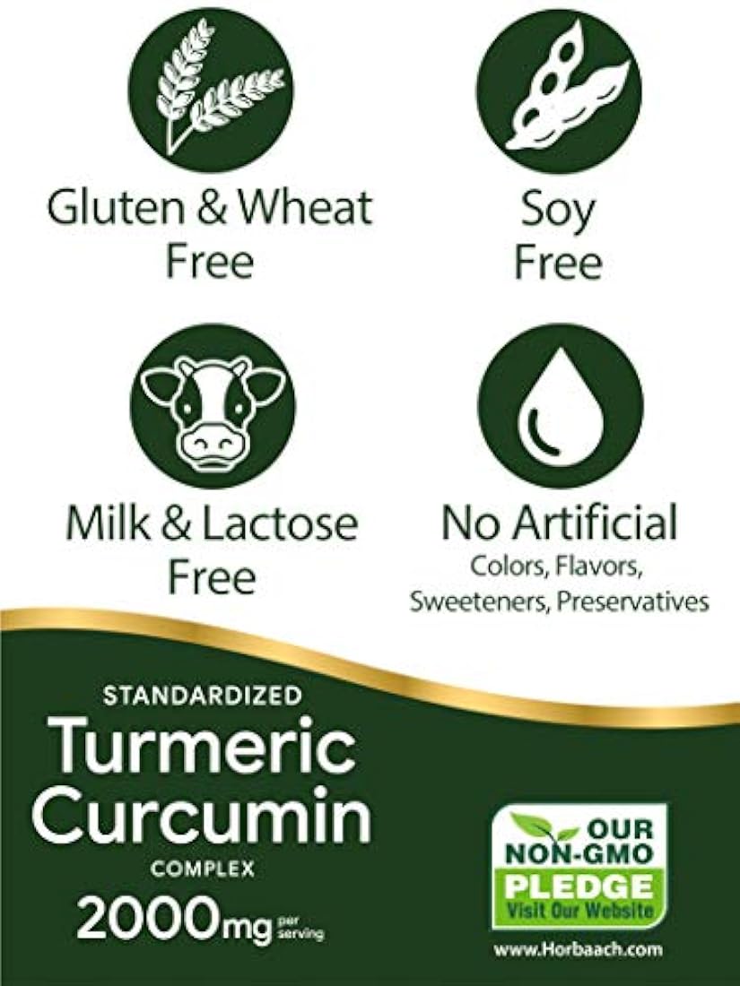 Horbaach Suplemento sin gluten de cúrcuma con bioperina