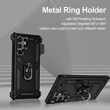 Funda para Galaxy S22 Ultra, Samsung S22 Ultra con clip para cinturón, soporte de anillo, cubierta de protección de grado militar [compatible con soporte magnético para automóvil] Funda a prueba de golpes para S22 Ultra (negro)