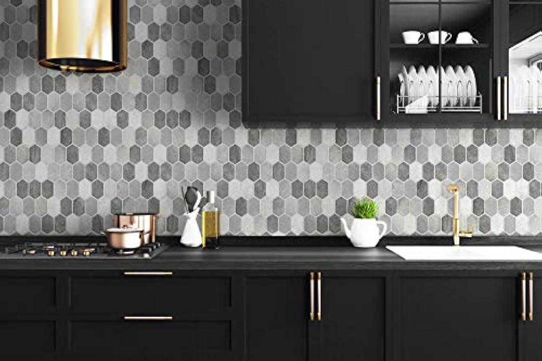 Papel pintado para azulejos hexagonales cepillados y adhesivos