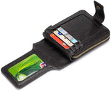 Billetera de piel auténtica con cremallera  Negro