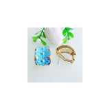 Aretes de estilo arco iris cuadrados chapados en oro
