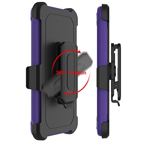 Leptech Funda para Samsung Galaxy A53 5G con protector de pantalla de cristal, [Serie Funda] Clip de cinturón protectora, resistente, resistente, resistente, resistente, militar, a prueba de golpes, cubierta para teléfono celular (morado)