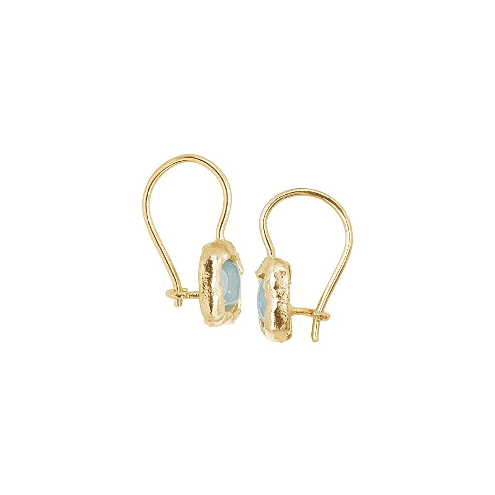 Aretes de gota de aguamarina natural en plata