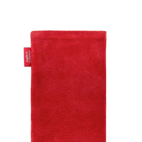 fitBAG Folk Red - Funda a medida para Samsung Galaxy S22 Ultra | Fabricada en Alemania | Funda de piel fina de napa con forro de microfibra para limpieza de pantallas