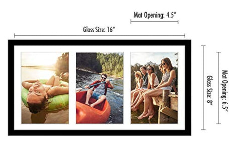 Americanflat - Marco de fotos para collage (8.0 x 16.0 in, 3 fotos de 5 x 7 en tu pared)