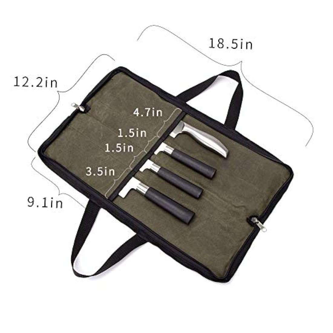 QEES Pro Chef's Knife Roll (4 ranuras), bolsa de lona