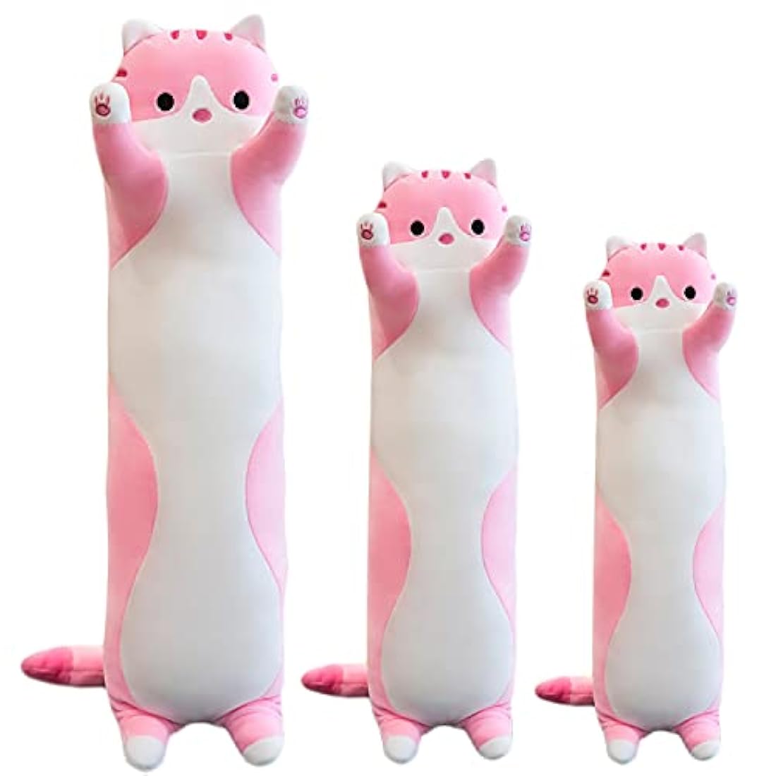 Peluche de gato alargado color rosa 132cm de alto