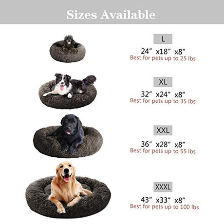Cama calmante para perros de piel sintética, Marrón MFOX