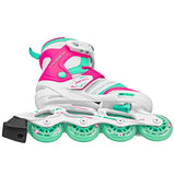 Patines en linea ajustables para niños, color Fucsia-Verde