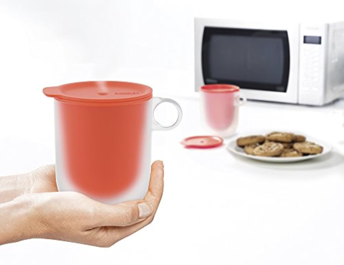 Plato para microondas con tapa, color naranja, Set de tazas