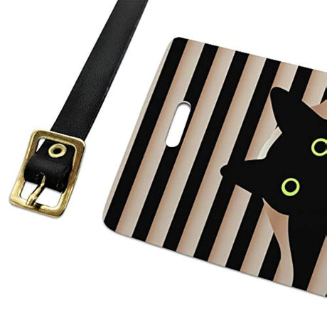 Juego de 2 etiquetas para equipaje con diseño de gato negro