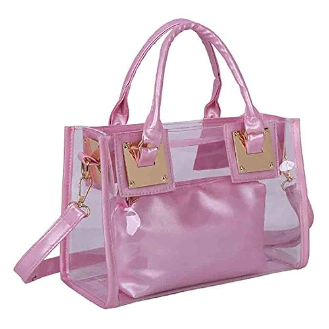 Bolso de hombro de PVC transparente y rosa, 2 piezas, COOBA