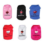 Animal Camiseta para perro con texto “I Love My Mom/Mommy Dad/Daddy”, lindo chaleco con corazón para perros pequeños o cachorros