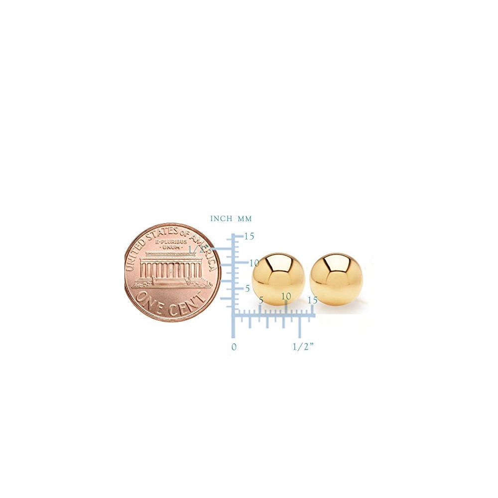 Aretes de bola de oro amarillo de 10 quilates